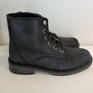 VTG Harley-Davidson Boots Shoes Mens Size 9 Black Suede Lace Up Motorcycle Biker
